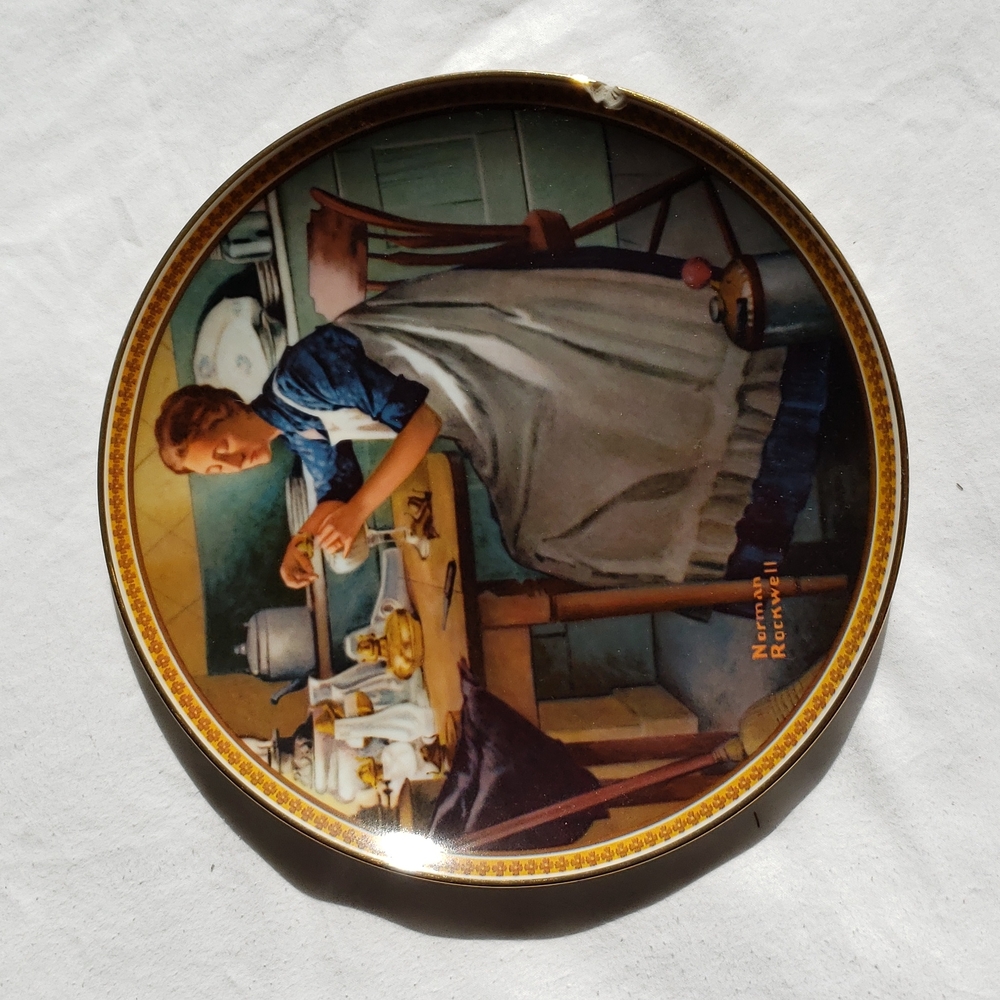 Norman Rockwell Plate, "Working in the Kitchen"